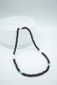 Emanuel Black Beads with a touch of blue and white necklace