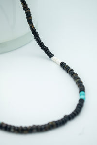 Emanuel health Black Beads with a touch of blue and white necklace