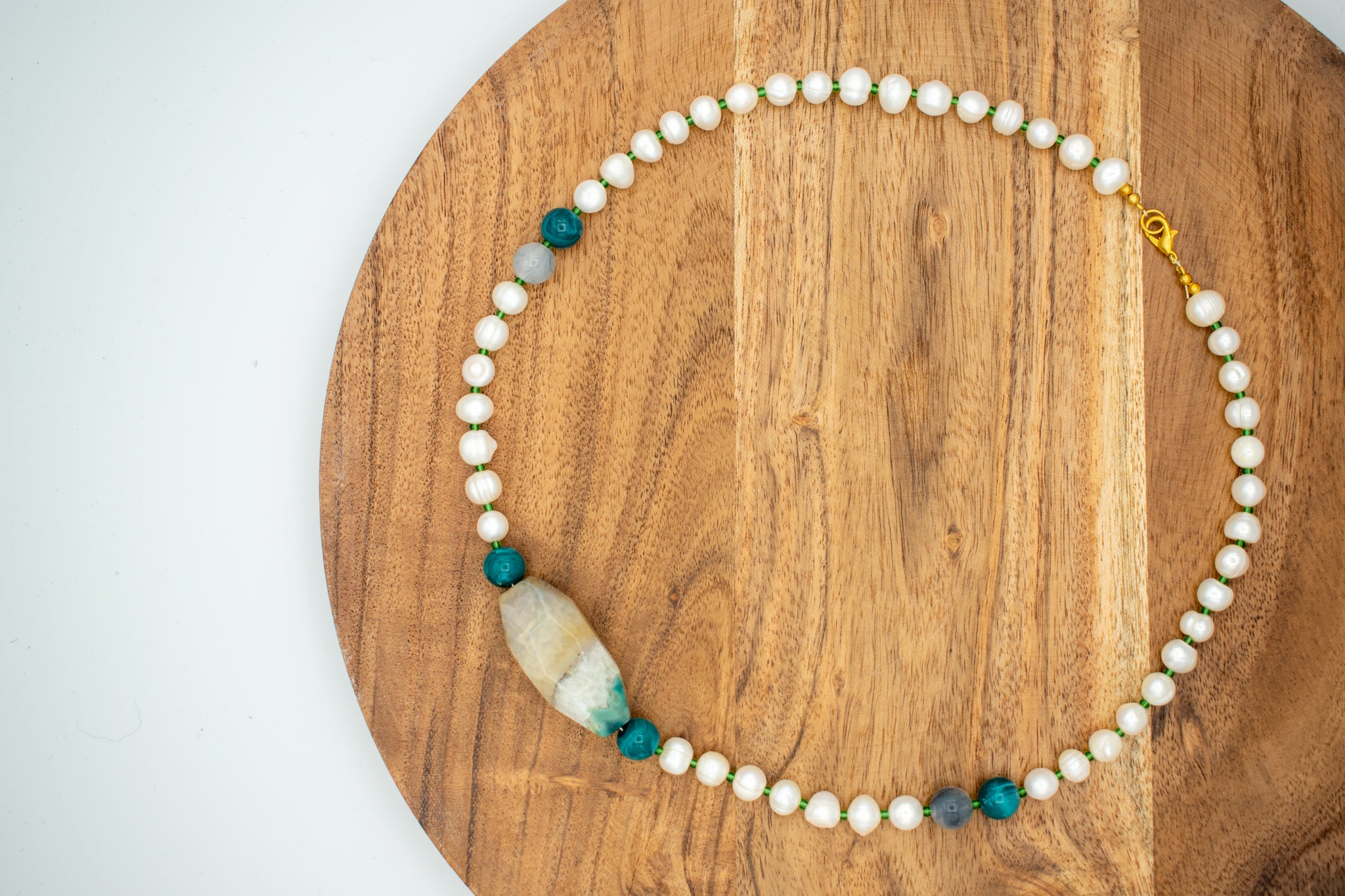 top view of Ocean Sand Pearl necklace