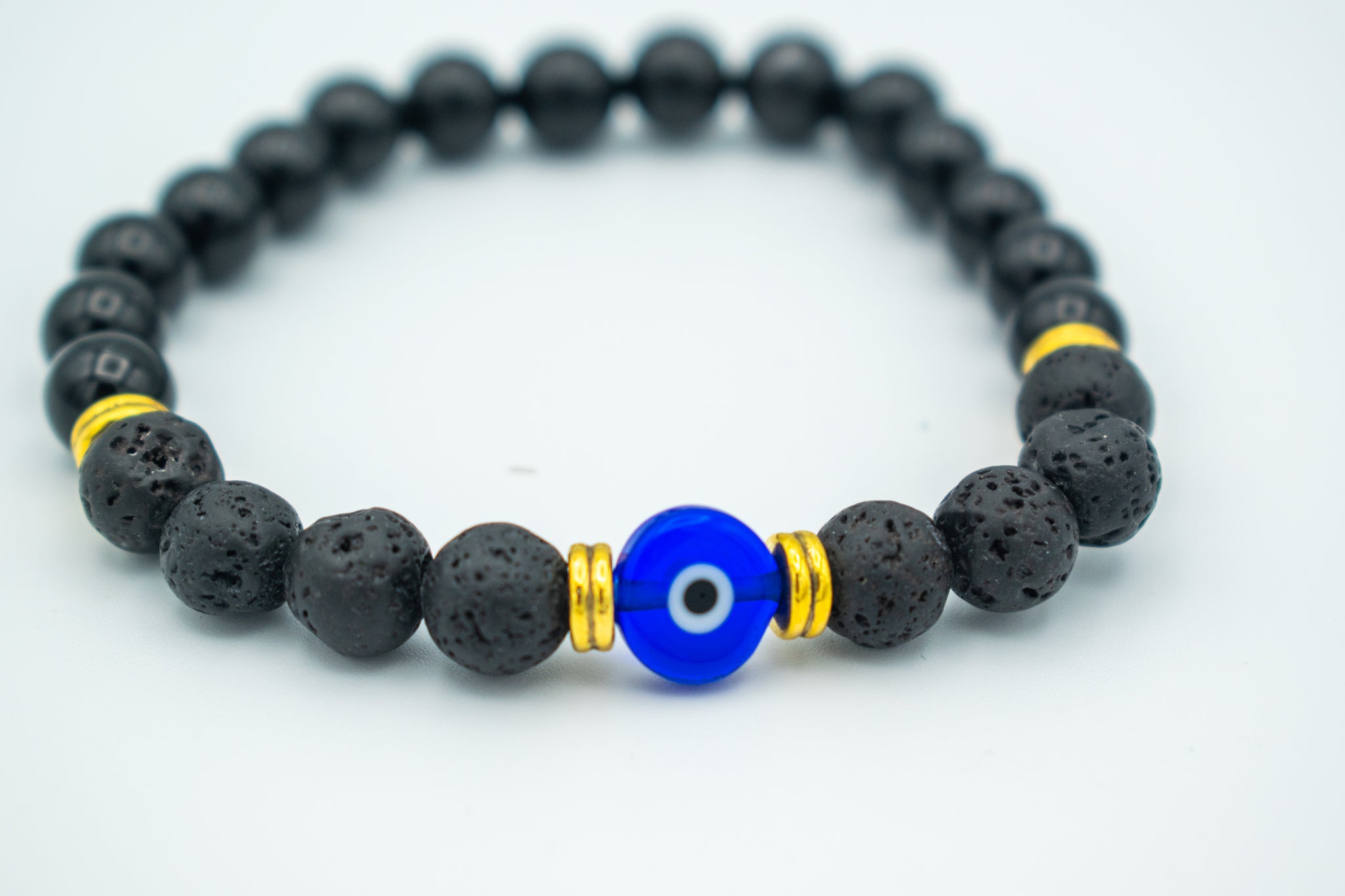 Emanuel Health Black Beads With A Touch Of Blue And White Necklace