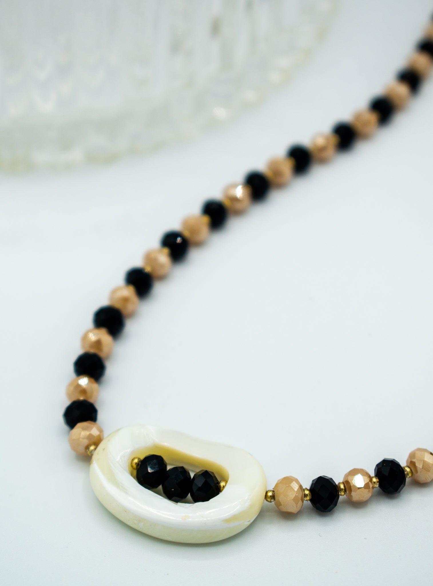 closeup of Evening Gold and Black necklace