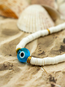 Abigail White Evil Eye necklace