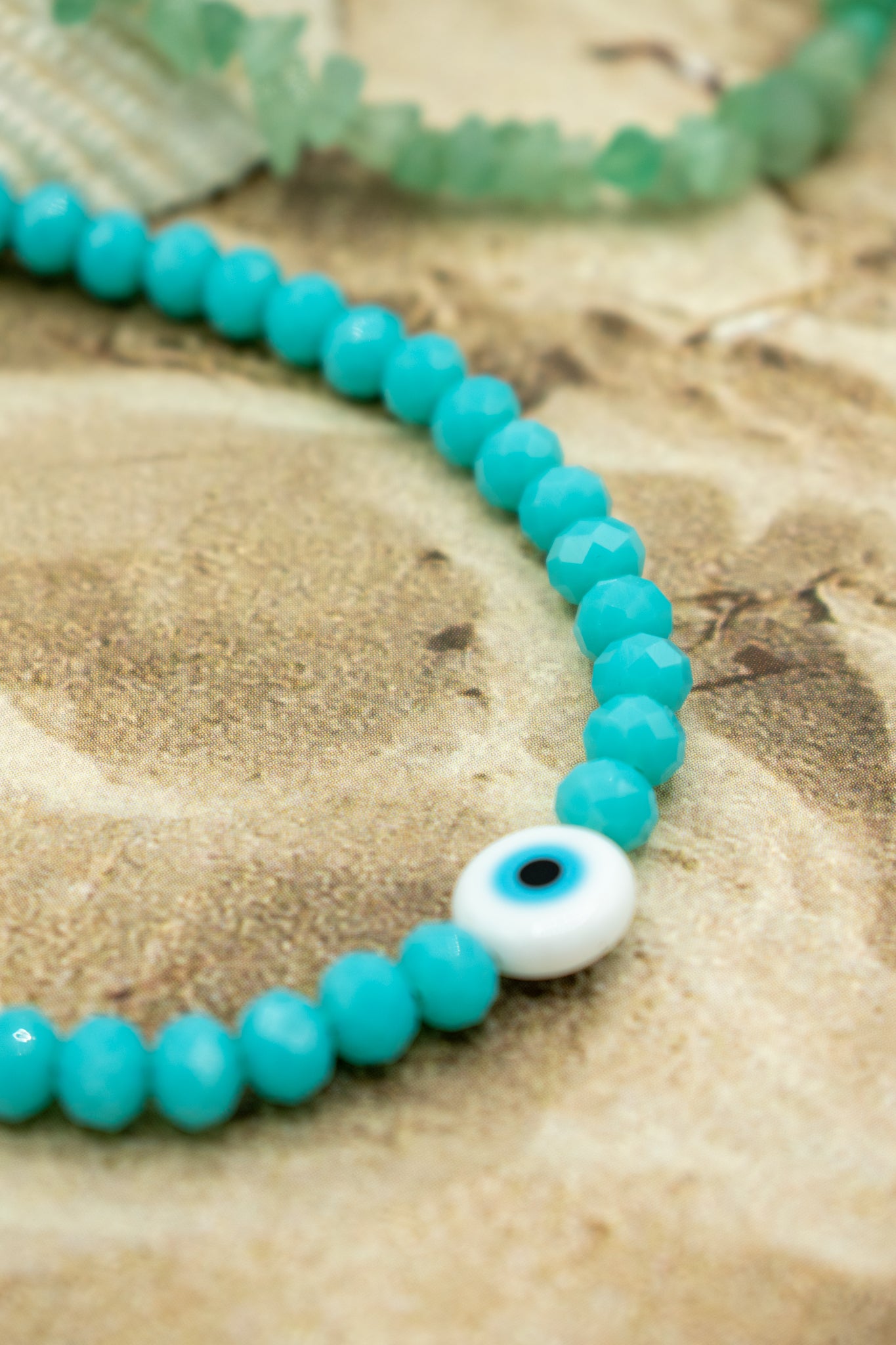 Turquoise evil eye anklet