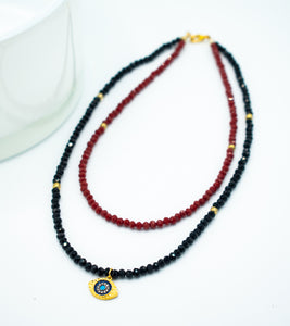 2 in 1 Evil Eye layered choker necklace