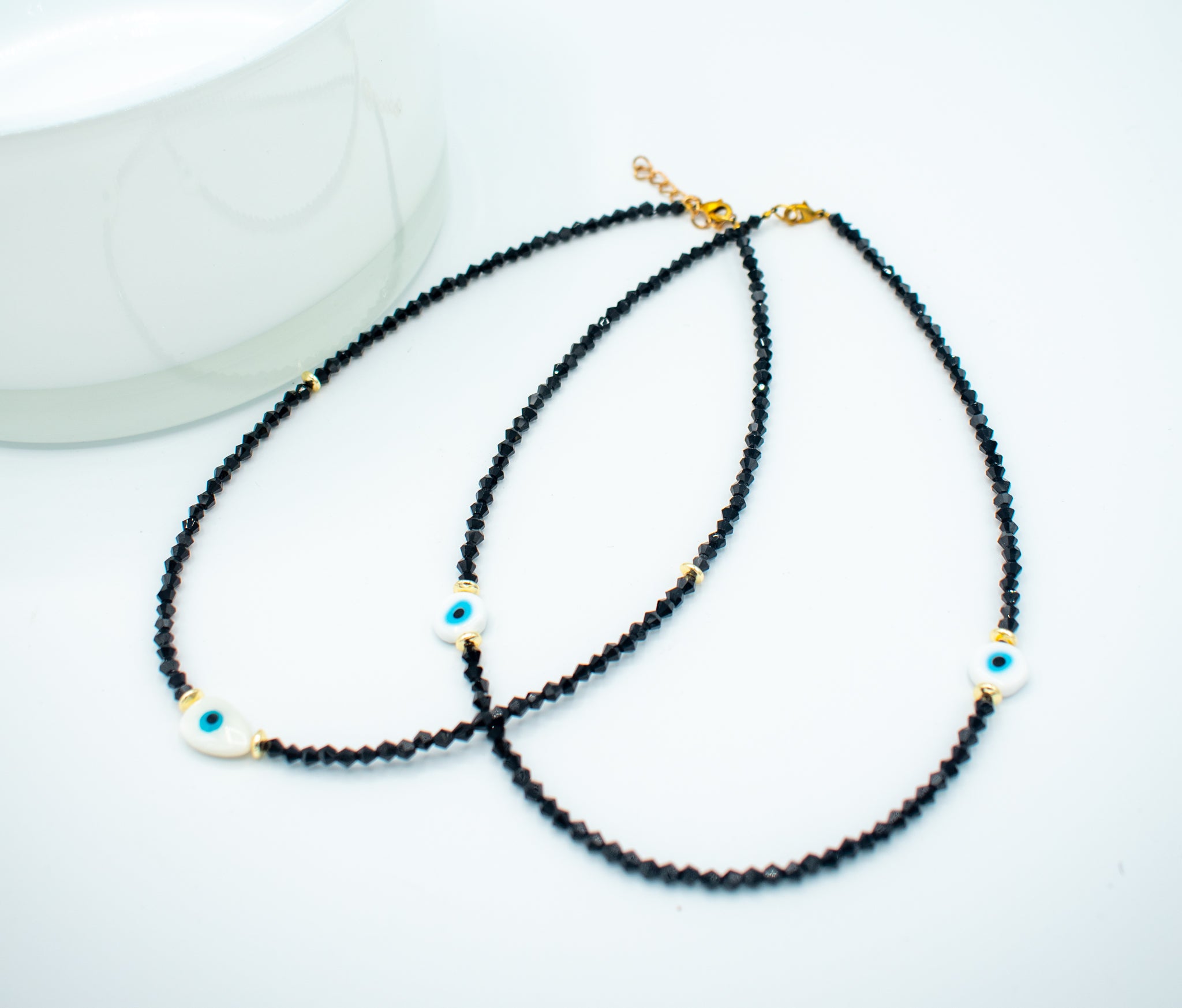 lack beads with evil eye chokers