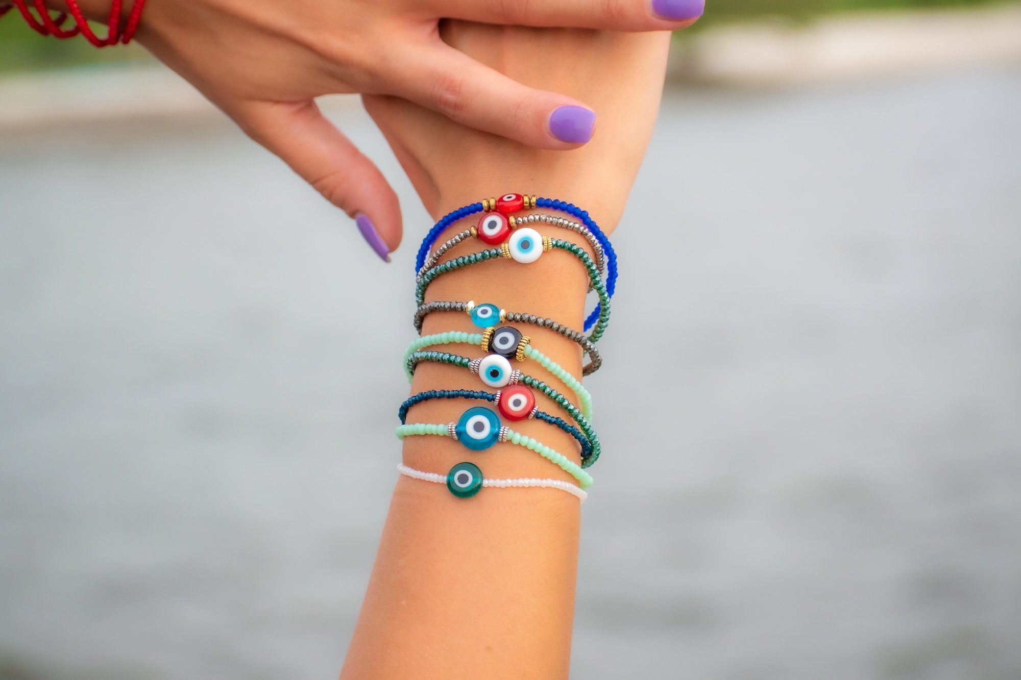 Blue evil eye protection bracelet